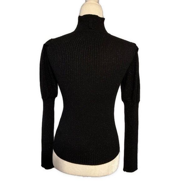 Jouetie Japan Black Metallic Knit Ribbed Turtleneck Long Sleeve Sweater Medium - Picture 2 of 5